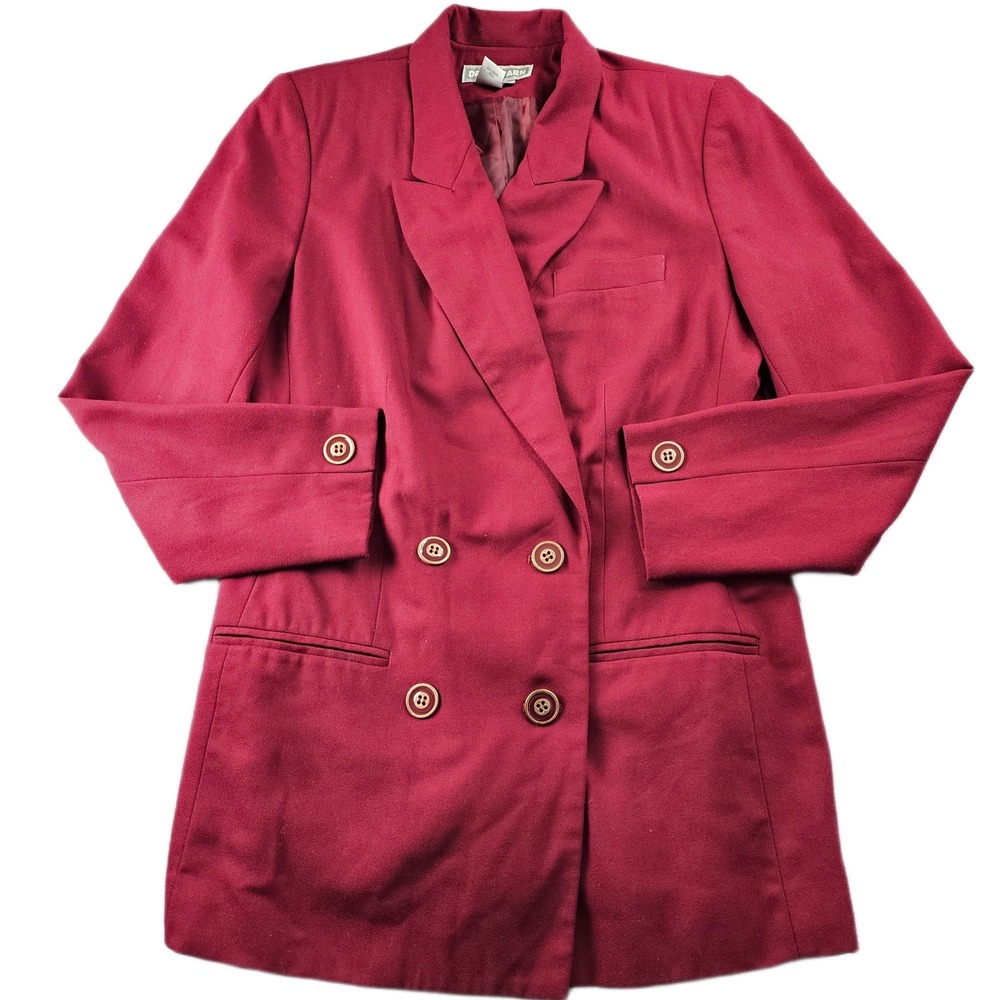 Dress Barn Blazer Jacket Women's 8 Maroon Stretch Long Sleeve Double Breasted